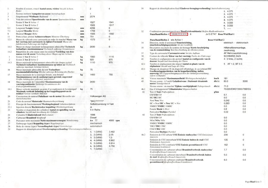 Recto du certificat de conformité